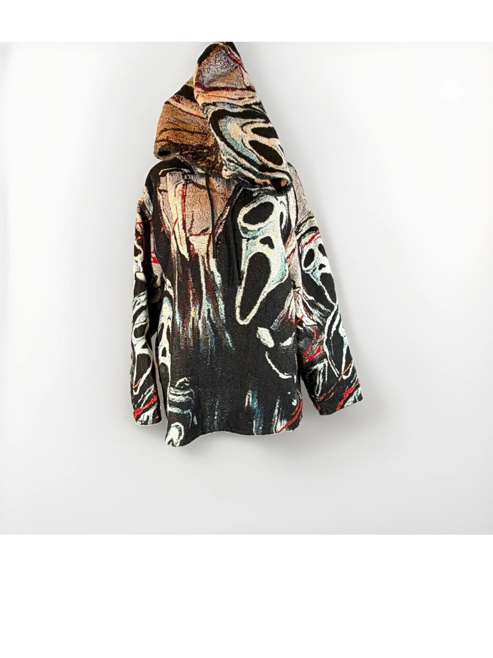 Rare Spirit Halloween Ghost Face Tapestry Hoodie Woven Blanket Knit Scream L